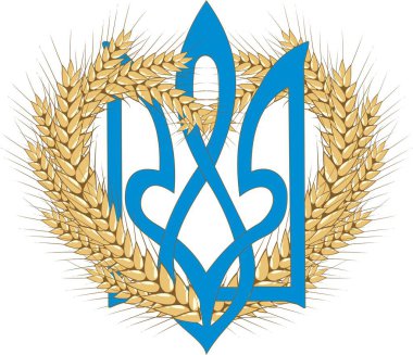 Ukrayna devletinin buğday kulaklı resmi amblemi.