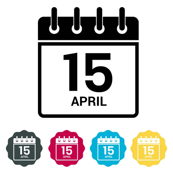 Ημέρα φόρου 15 Απριλίου στο Ημερολόγιο εικονίδιο - εικονογράφηση — Διανυσματικό Αρχείο
