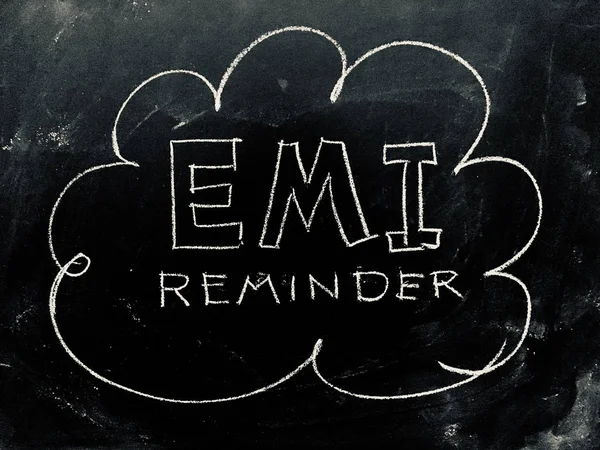 EMI yazı tahtası üzerinde el yazısı hatırlatma — Stok fotoğraf