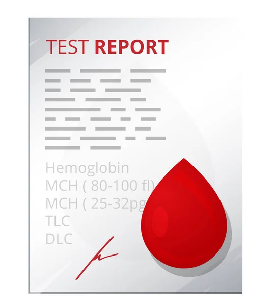 Relatório do laboratório de análises ao sangue - Ilustração — Vetor de Stock