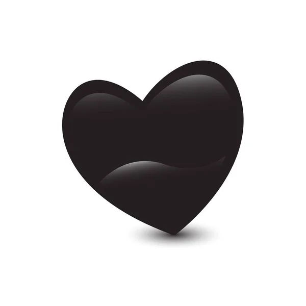 Silueta de corazón negro icono del logotipo del vector aislado en blanco bac — Vector de stock