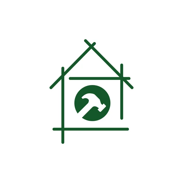 Logo pro opravu domů. Kreativní domácí a kladivové nástroje pro konstruktéry — Stockový vektor