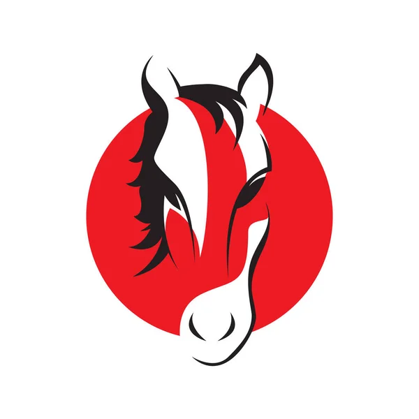 Emblema de la cabeza de caballo rojo Logo Plantilla Vector ilustración desig — Archivo Imágenes Vectoriales
