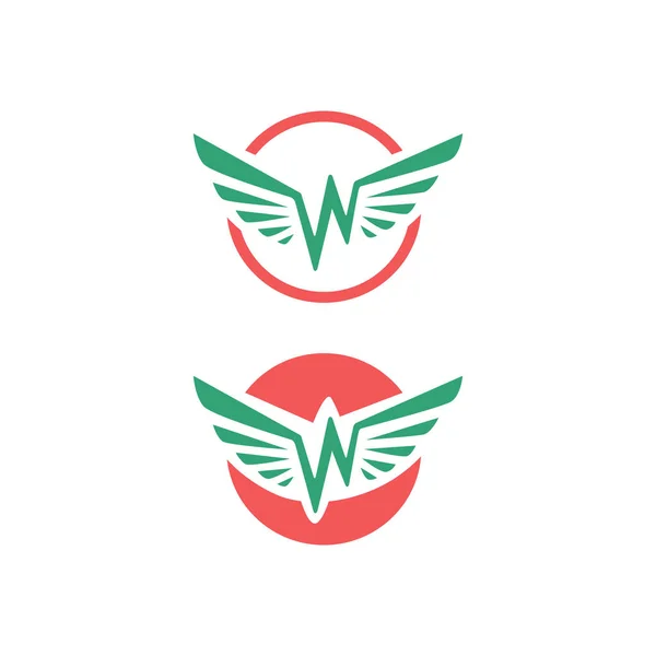 Jednoduché ploché počáteční w písmeno křídla logo Vektorové ilustrace desi — Stockový vektor