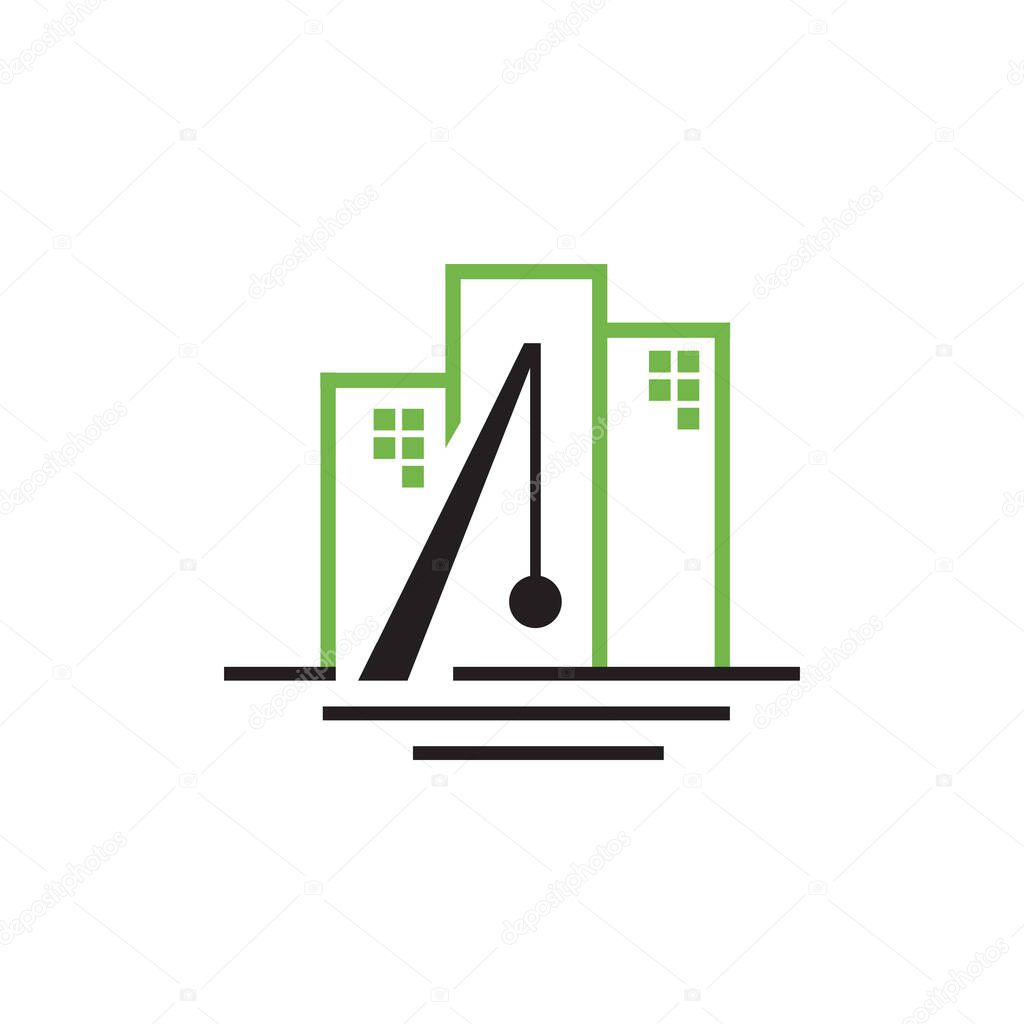 Building demolition logo design vector with wrecking ball icon illustration