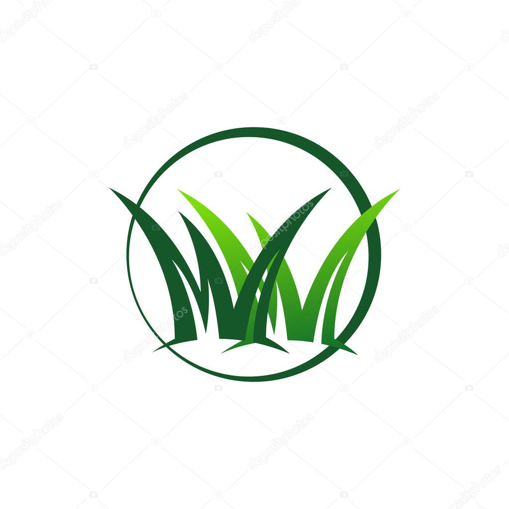Grass remover lawn mower logo design template vector illustration