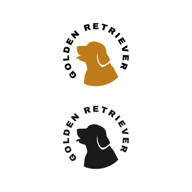 Golden retriever köpek logosunun silueti. şık altın r
