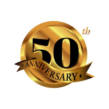 50. yıl dönümü vektör logosu. 50 yıl altın yıldönümü