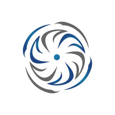 Su rüzgar türbini logo tasarım vektör çizimlerinin döndürülmesi.