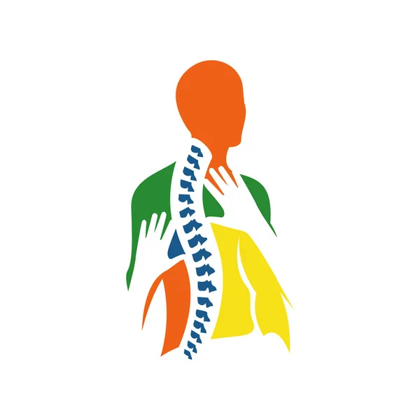 Kreativ mänsklig ryggradkiropraktisk fysioterapi logotyp design. han — Stock vektor