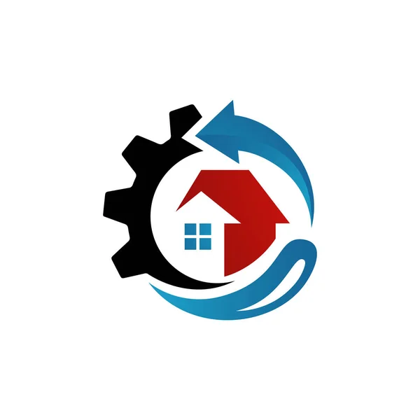 Ricostruzione casa Ripristino Casa Riparazione Logo vettore. strumenti e ro — Vettoriale Stock