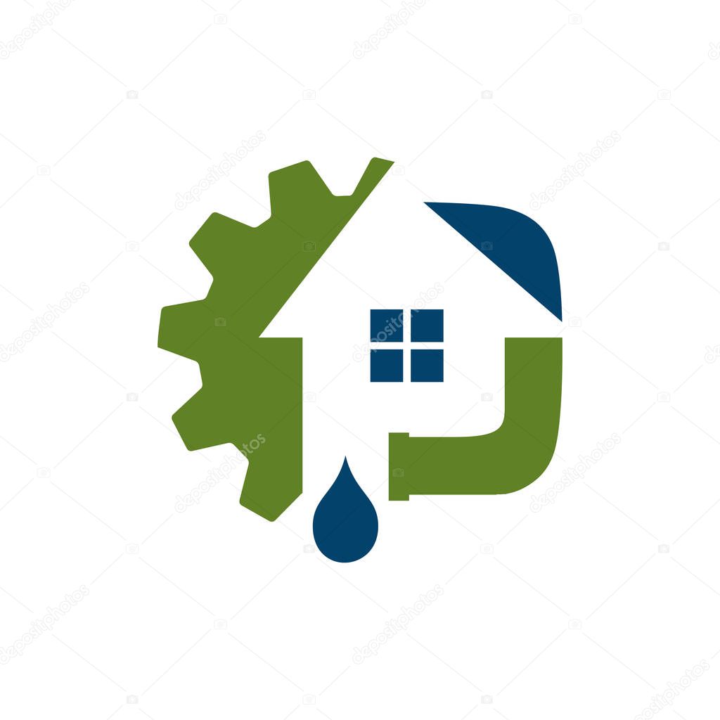 House roof gutter logo design. home exterior pipe installation vector template illustrations