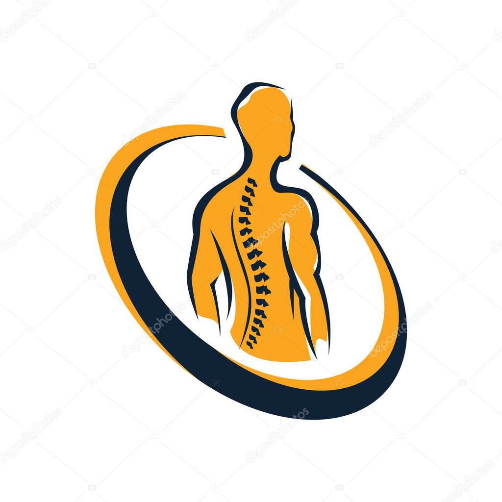 creative human spinal chiropractic physiotherapy logo design. he