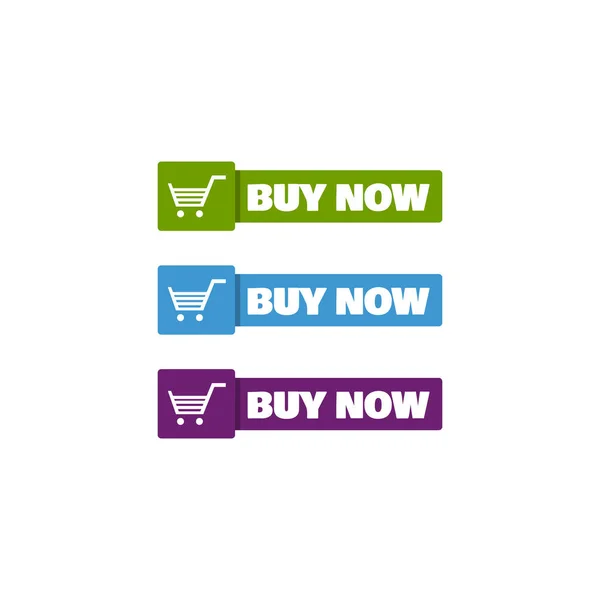 Kopen nu knop met karretje bord voor e-commerce online shop — Stockvector