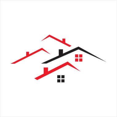 Mülkiyet yoğunluğu için çatı yığını Emlak logo vektör tasarımı