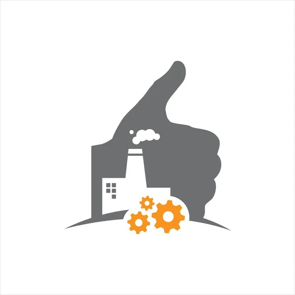 Thumbs up for good factory logo design sign symbol vector illust — 스톡 벡터