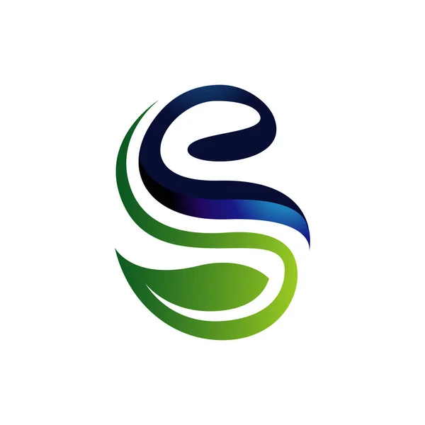 Zielony niebieski woda i logo liści projekt wektor symbol ilustracji — Wektor stockowy