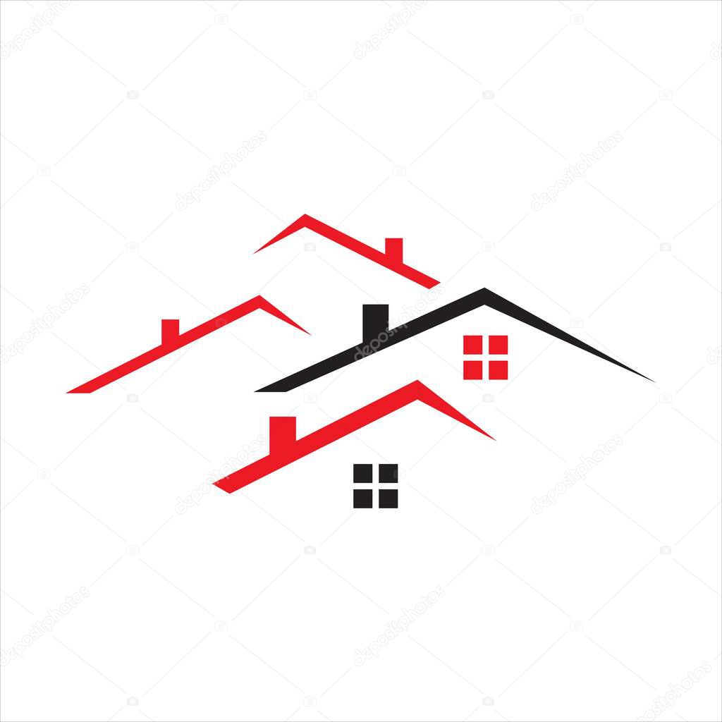 stack of roof Real Estate logo vector design for property busine