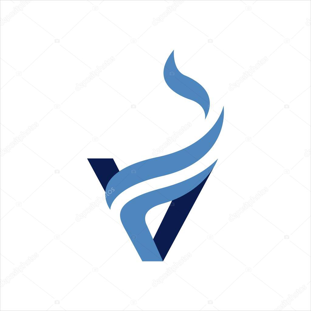E cigarette vaporize vape logo design vector burning initial V icon symbol graphic
