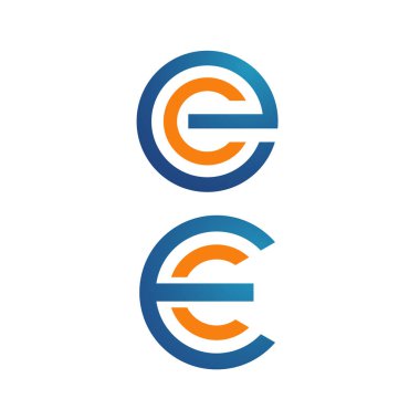 Üst üste binen stil C E Letter logo tasarım vektörü grafiği