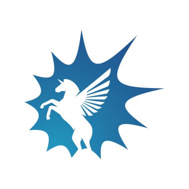 soyut at pegasus unicorn uçan vektör logosu beyaz sırt üzerinde