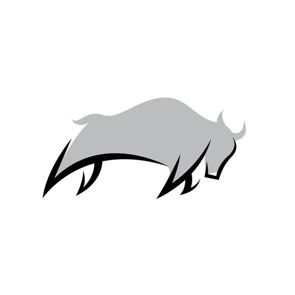 Shilhoutte of bull buffalo logo design simple bison vector logo. — Vector de stock