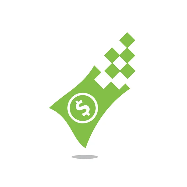 Snel geld logo betalen pictogram vector van contant geld en digitale symbool logot — Stockvector