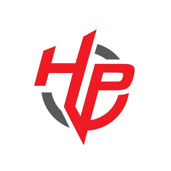 Yığılmış Hp logosu H P ilk harf dizayn vektörü grafiği — Stok Vektör