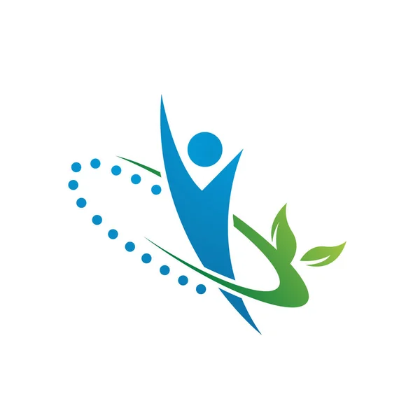 Natureza e pessoas saudáveis nutrição logotipo design vetor ícone illu — Vetor de Stock