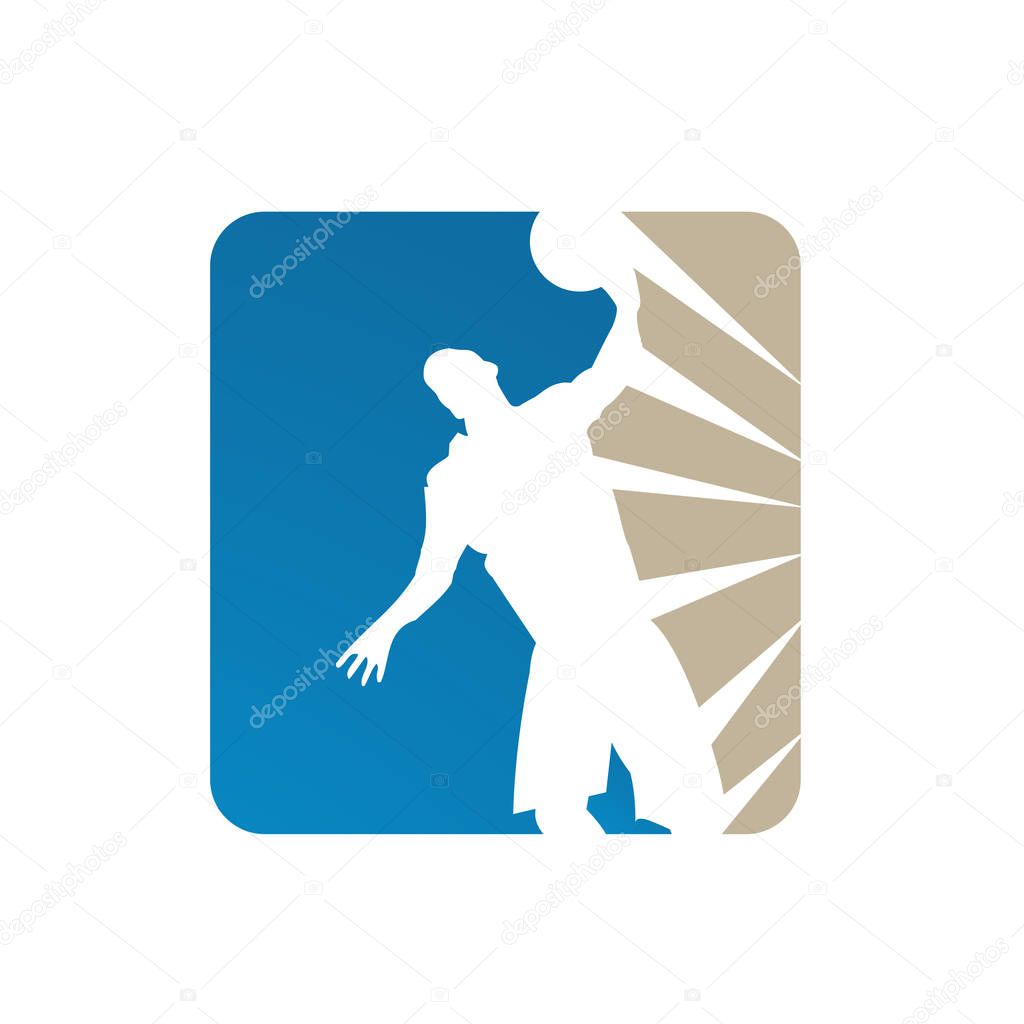 Abstract Handball logo team silhouette of player Handballs vecto