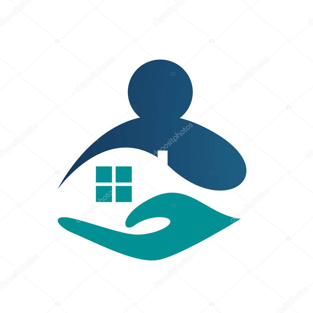 nursing home care logo design vector for elderly caring symbol g