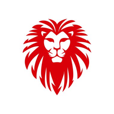 özel kırmızı aslan başı logo vektör kral güç işareti sembolü