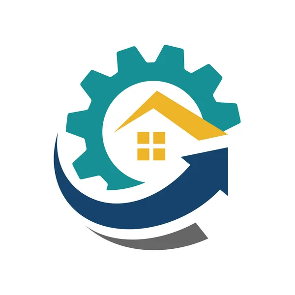 Σπίτι βελτίωση λογότυπο σχεδιασμό διάνυσμα με σπίτι εικονίδιο οροφής και μέχρι — Διανυσματικό Αρχείο