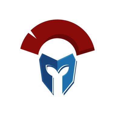 Kırmızı şövalye maskeli savaşçı miğferi logo tasarım ikonu vektörü 