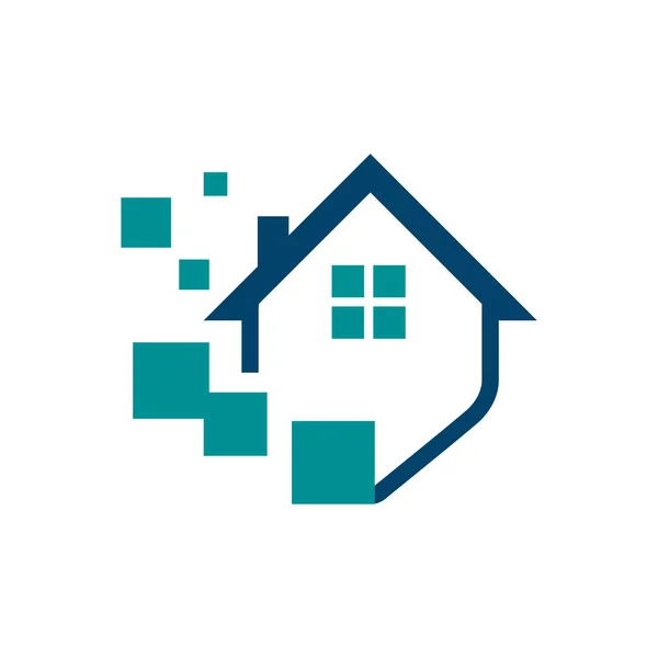 Web hosting casa di casa digitale logo design vettoriale illustratio — Vettoriale Stock