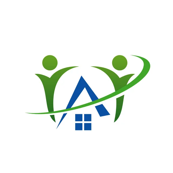Logo domu opieki projektowanie domu opieki starsze logo wektor illustru — Wektor stockowy