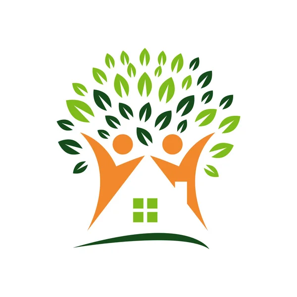Diseño del logo del hogar de ancianos cuidado en el hogar logo vector illustrat — Vector de stock