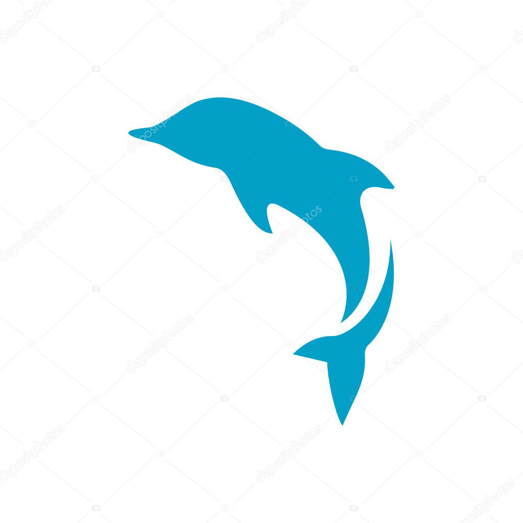 simple great jumping dolphin logo design vector illustrations 