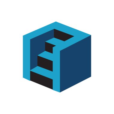 Geometrik altıgen Merdivenler logo tasarımı element vektörü çizimi