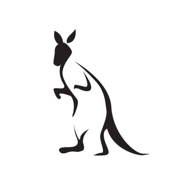 Wallaby ya da kanguru logo tasarım vektörü grap basit silueti