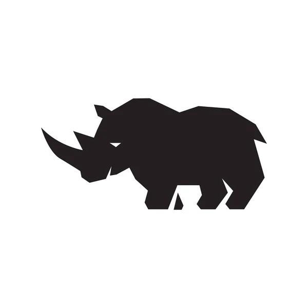 Vector de logotipo rinoceronte moderno negro simple. rinoceronte de fuerza salvaje — Vector de stock