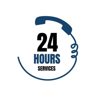 24 saat tıbbi hizmet vektör ikonu. 24 / 7 gün / gece servisi