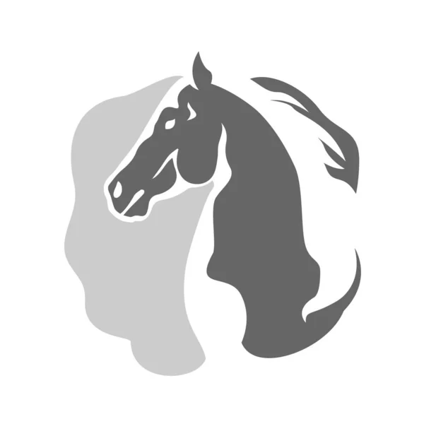 Vector abstracto de la cabeza del caballo en el logotipo de estilo de espacio negativo — Archivo Imágenes Vectoriales