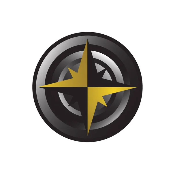 Czarny złoty kompas logo wektor stylowy projekt szablon — Wektor stockowy