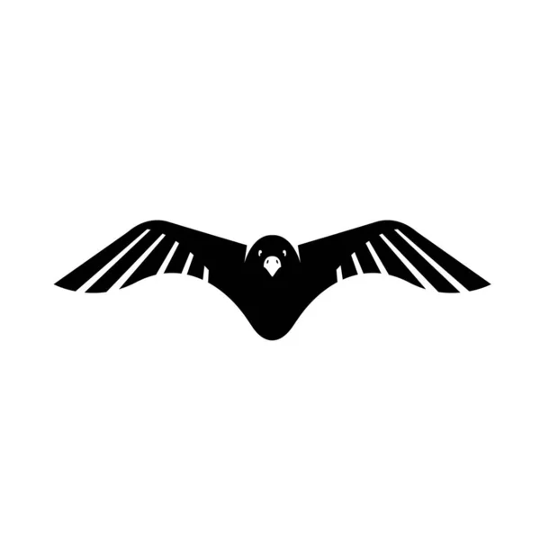 Vuelo negro cuervo cuervo logotipo diseño vector signo ilustraciones — Vector de stock