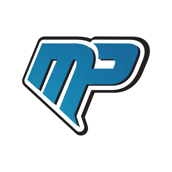 Sporty MP logo inicial B & G conceito gráfico marca vetor ico —  Vetores de Stock
