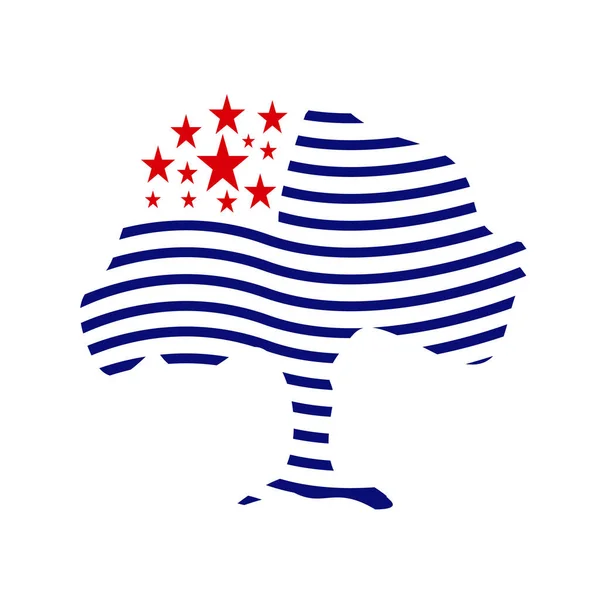 EUA EUA árvore americana bandeira logotipo design elementos ícones vetoriais —  Vetores de Stock