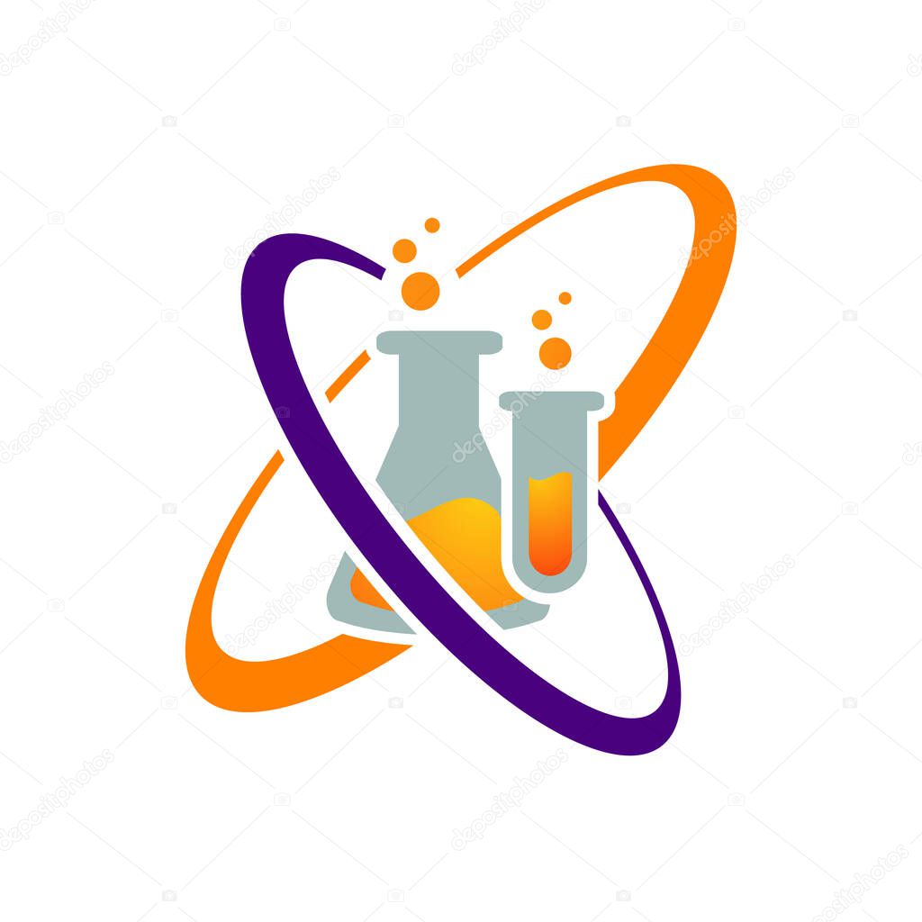 Flask sign Lab logo science chemical research template vector design