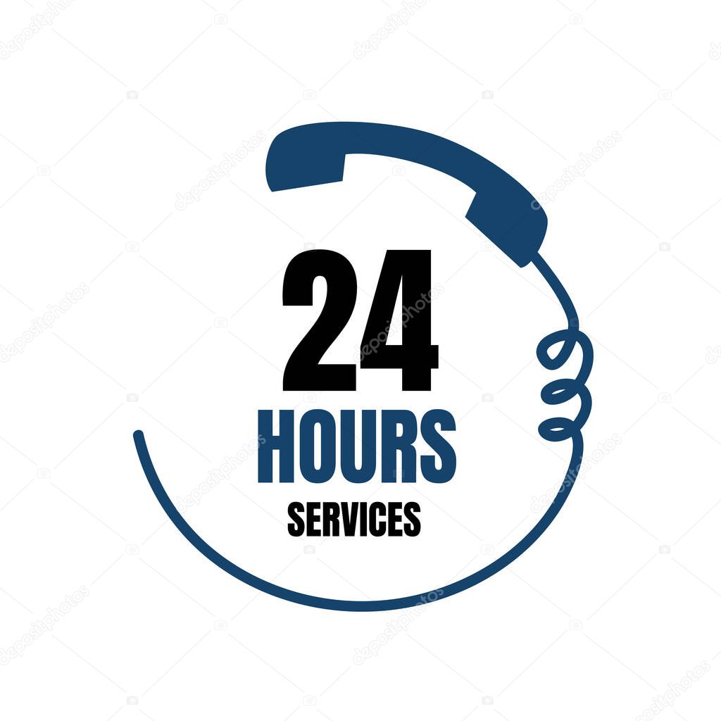 24 hour medical care service vector icon. 24/7 day/night service