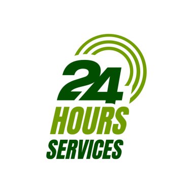 24 saatlik servis logosu vektör simgesi. Gece / gündüz işaretleri beklemede.
